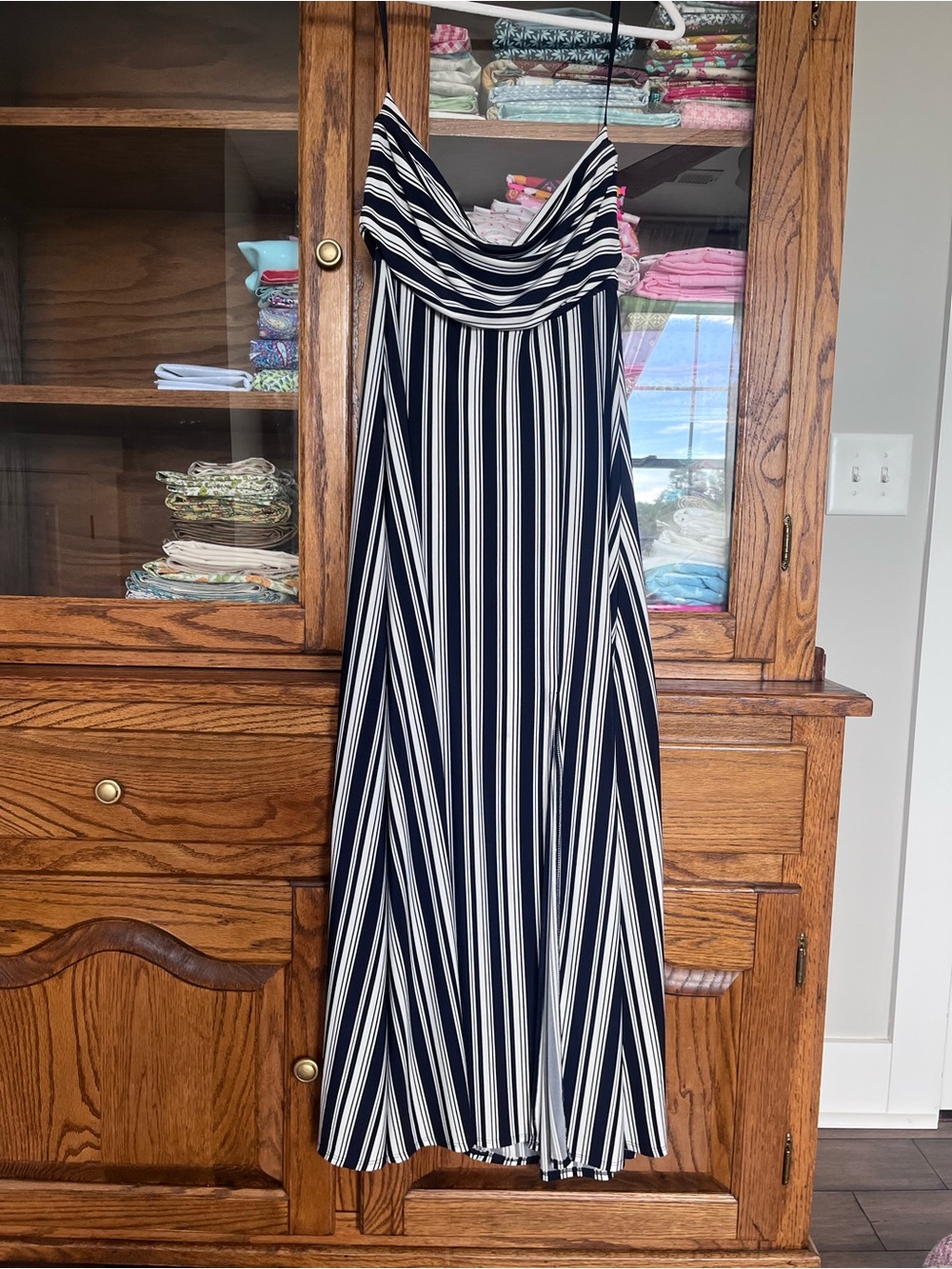 Striped strapless dress
